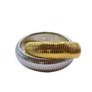 NEW ACCESSORY CONCIERGE women's two tone twisted cobra bracelet in gold